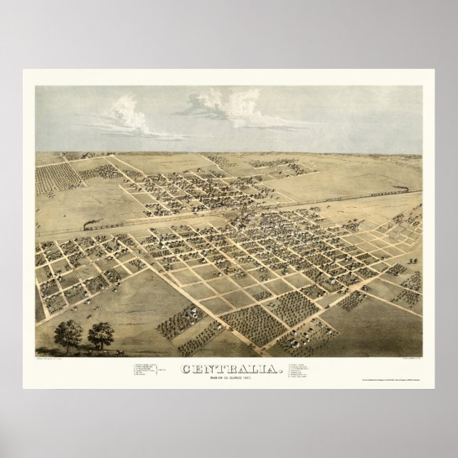 Centralia, IL Panoramic Map - 1867 Poster (Front)