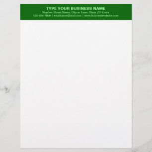 Centre Aligned and Monochrome Green Heading of Custom Letterhead