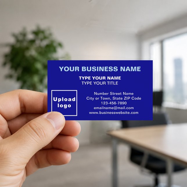 Centre-Aligned Blue Business Cards (Front of the business card)