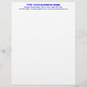 Centre Aligned Blue Plain Texts Heading of Custom Letterhead