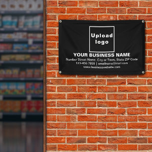 Centre Aligned Business Brand on Black Rectangle Banner