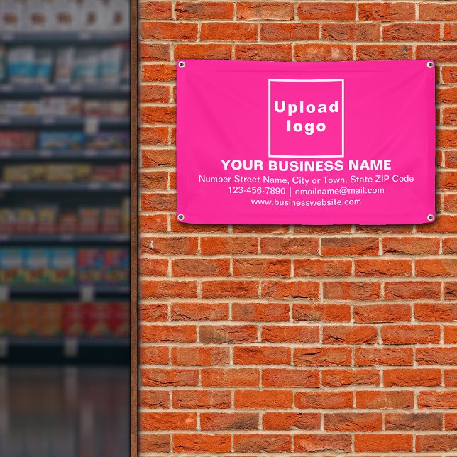 Centre Aligned Business Brand on Pink Rectangle Banner (Pink banner with your business brand in center aligned style)