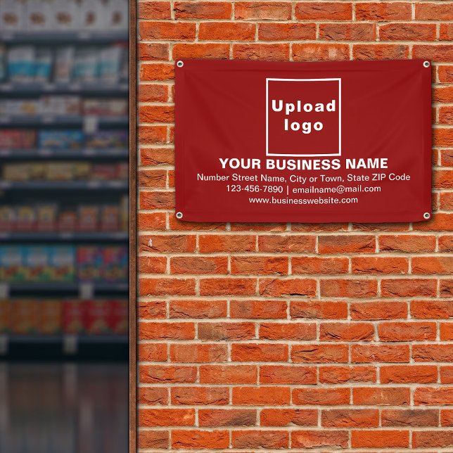 Centre Aligned Business Brand on Red Banner (Red banner with your business brand in center aligned style)