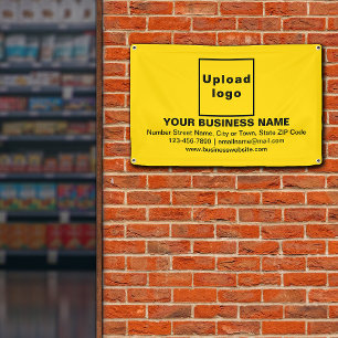 Centre Aligned Business Brand on Yellow Rectangle Banner