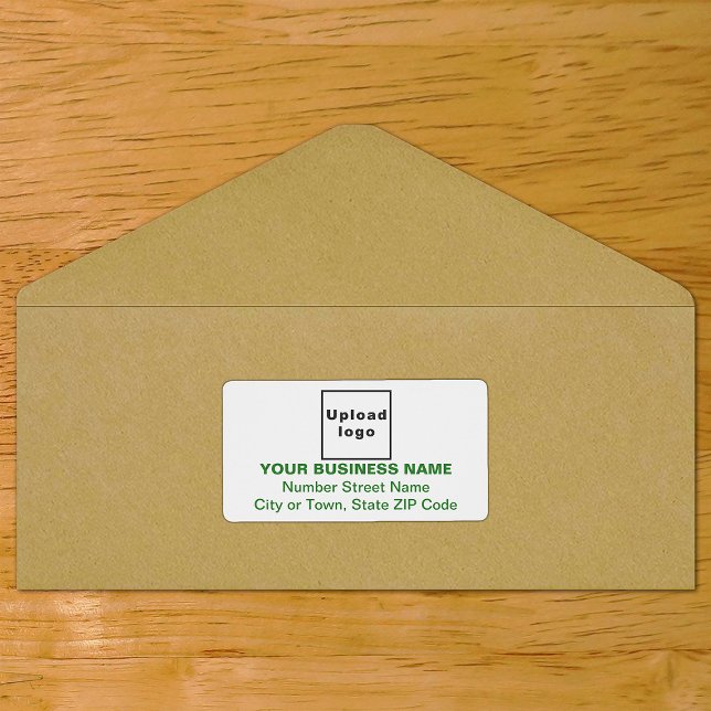 Centre Aligned Green Text Business Shipping Label (Center aligned shipping label in green text on envelope)