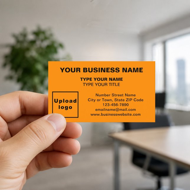 Centre-Aligned Orange Business Cards (Front of the business card)