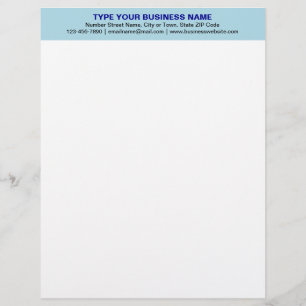 Centre Aligned Plain Texts, Light Blue Heading of Custom Letterhead