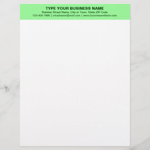 Centre Aligned Plain Texts, Light Green Heading of Custom Letterhead