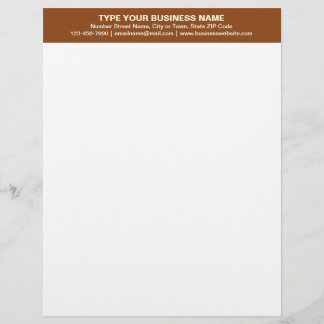 Centre Aligned Plain Texts on Brown Heading of Custom Letterhead