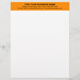 Centre Aligned Plain Texts on Orange Heading of Custom Letterhead