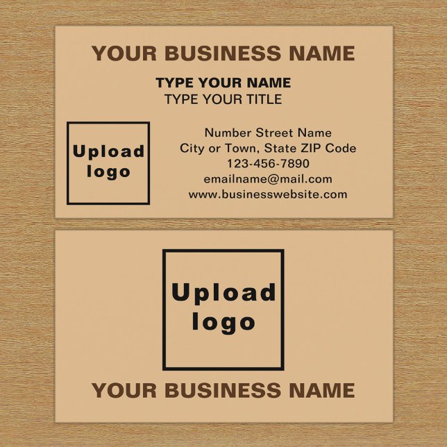 Centre Aligned Style Light Brown Business Card (The front and back of the light brown business card)