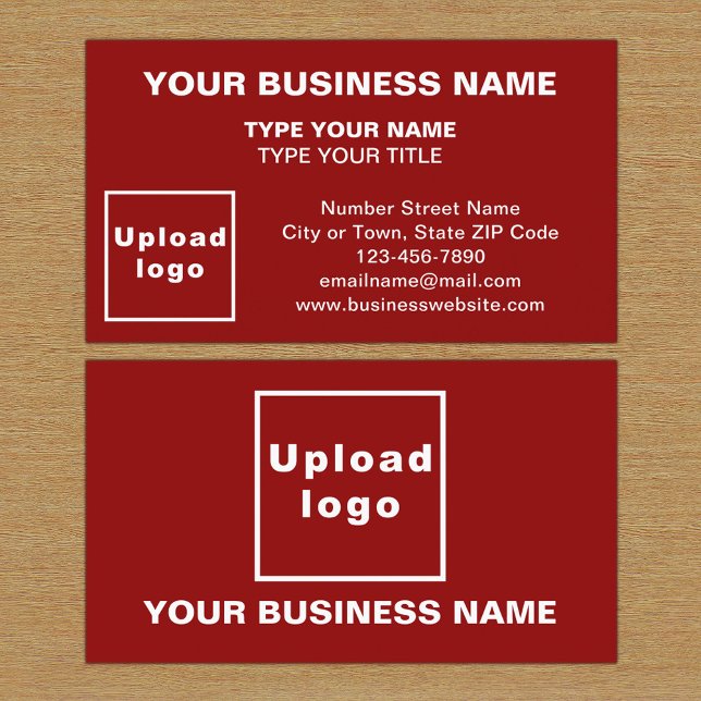 Centre Aligned Style Red Business Card (The front and back of the red business card)