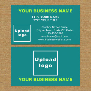 Centre Aligned Style Teal Green Business Card