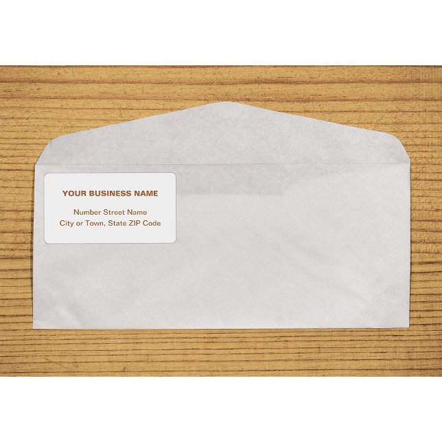 Centre Aligned Text Based in Brown Shipping Label (Center aligned brown plain text business shipping label on envelope)