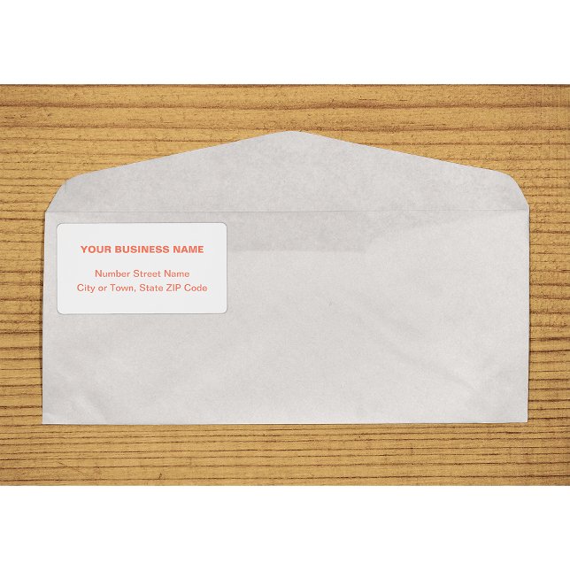 Centre Aligned Text Based in Orange Shipping Label (Center aligned orange plain text business shipping label on envelope)