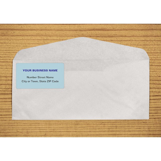 Centre Aligned Text Based Light Blue Shipping (Center aligned plain text business light blue shipping label on envelope)