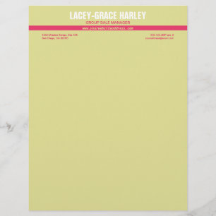 Centre attention pink stripe ecru professional customised letterhead
