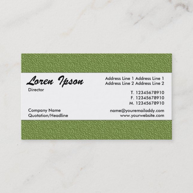 Centre Band 021 - Green Embossed Texture Business Card (Front)