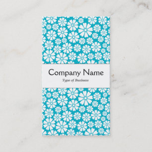 Centre Band - 8 Petals - White on Aqua Blue Business Card