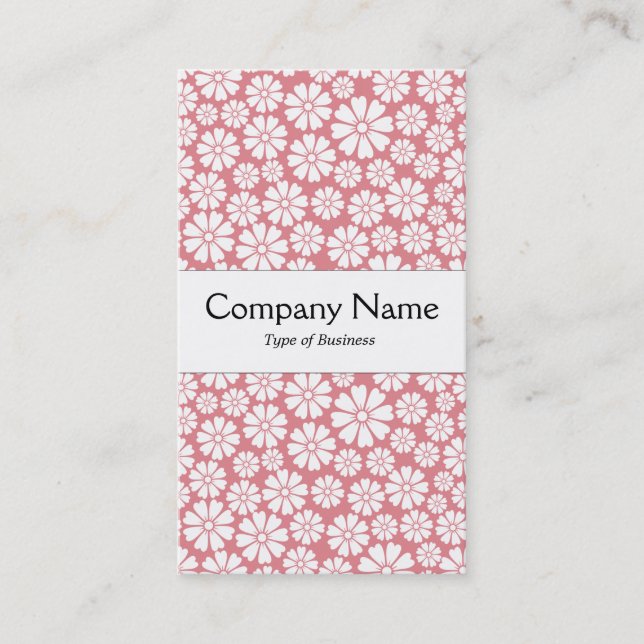 Centre Band - 8 Petals - White on Pink Business Card (Front)