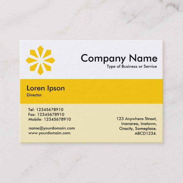 Centre Band Colours - Amber - Art Deco Business Card (Front)