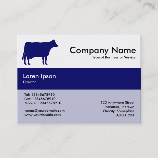 Centre Band Colours - Navy - Cow Business Card (Front)