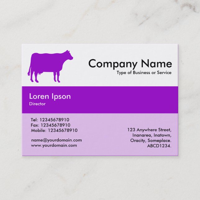 Centre Band Colours - Purple - Cow Business Card (Front)