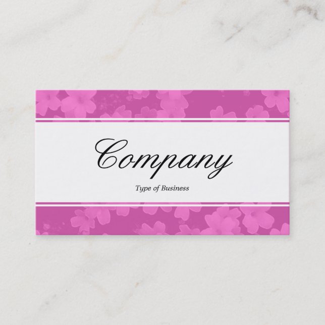 Centre Band (edged) - Script - Flowers Pink Business Card (Front)