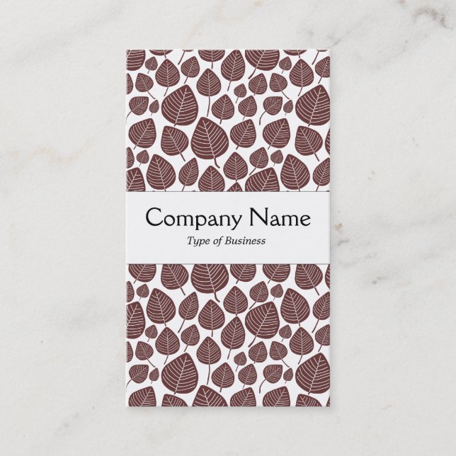 Centre Band - Leaves - Dark Brown on White Business Card (Front)