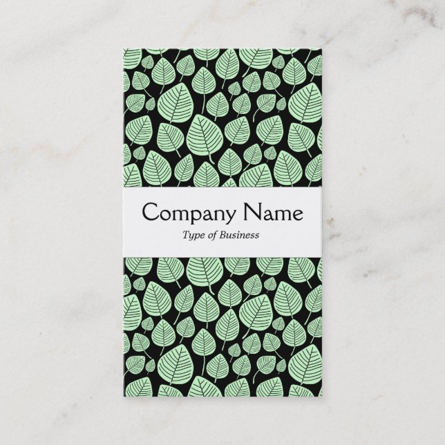 Centre Band - Leaves - Ghost Green on Black Business Card (Front)