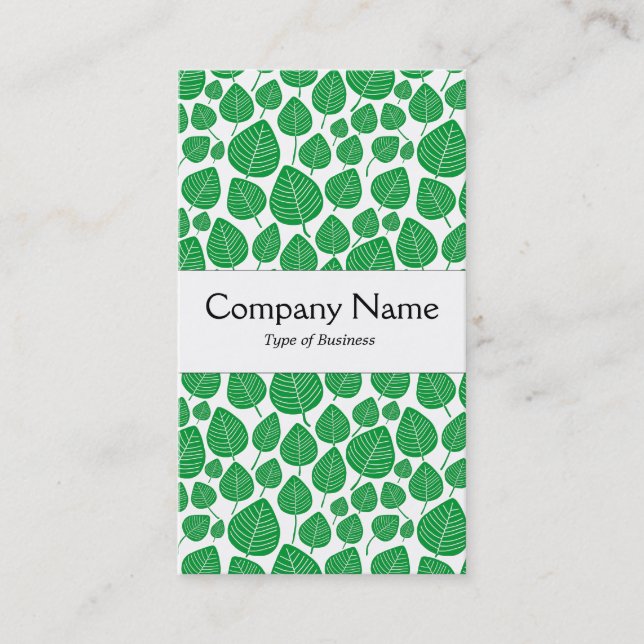 Centre Band - Leaves - Grass Green on White Business Card (Front)