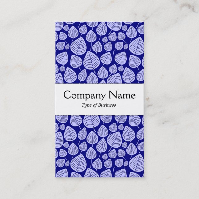 Centre Band - Leaves - Powder Blue on Navy Business Card (Front)