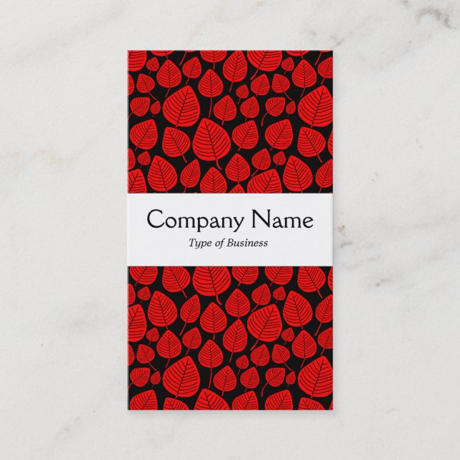 Centre Band - Leaves - Red on Black Business Card (Front)