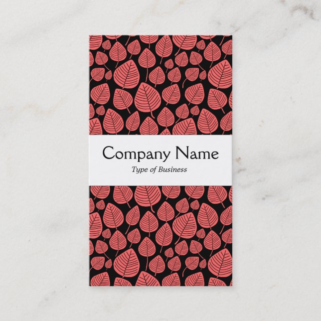 Centre Band - Leaves - Tropical Pink on Black Business Card (Front)