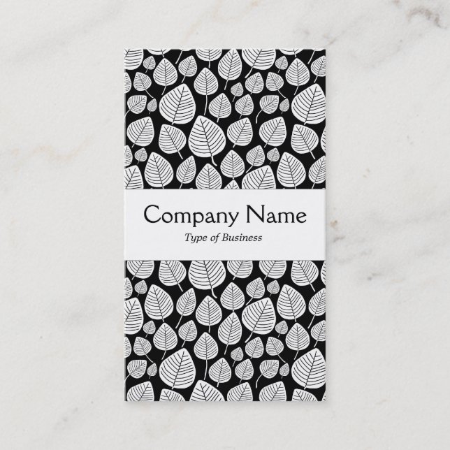 Centre Band - Leaves - White on Black Business Card (Front)