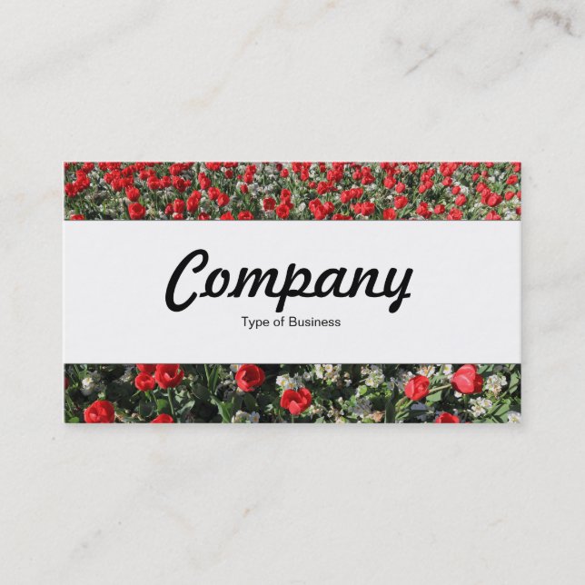 Centre Band  - Red Tulips and Primroses Business Card (Front)
