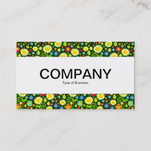 Centre Band  - Spring Flowers - Dk Green Business Card