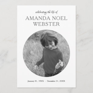centre circle photo memorial invitation
