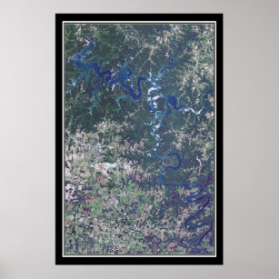 Centre Hill Lake Tennessee Satellite Poster Map