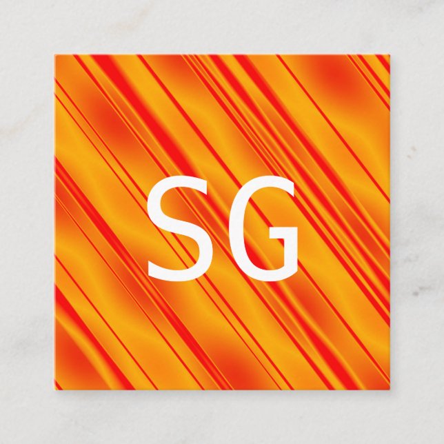 Centre Initials - Square - Diagonal Orange Business Card (Front)