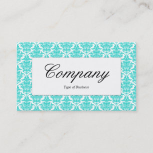 Centre Label - Aqua Damask Business Card