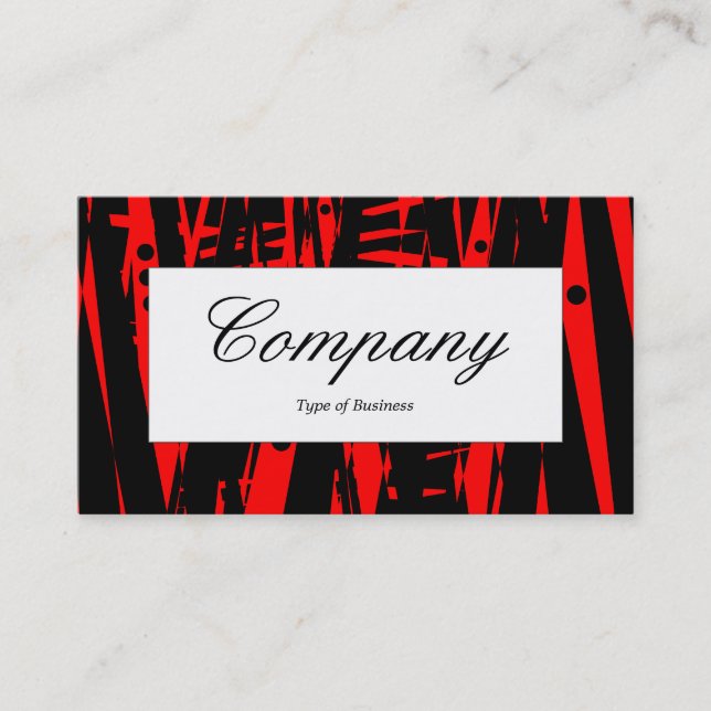 Centre Label - Black and Red Abstract Business Card (Front)