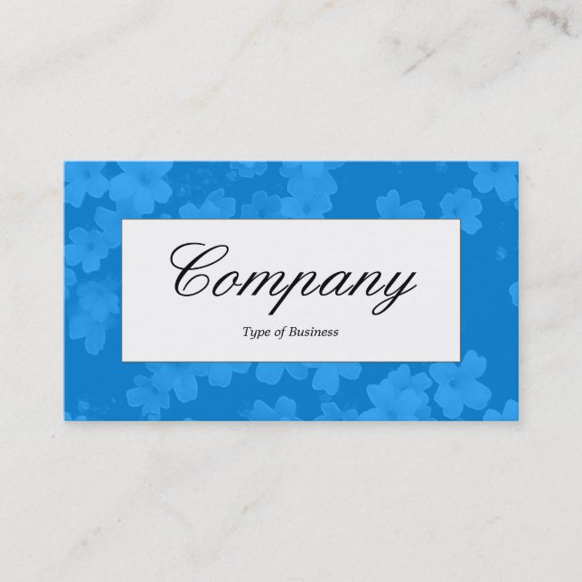 Centre Label - Flower Texture - Blue Business Card (Front)