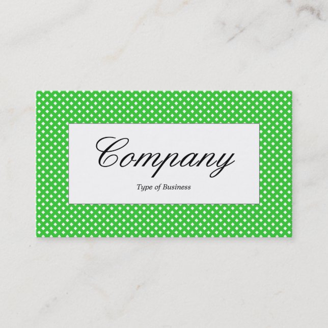 Centre Label - Green Net Texture Over White Business Card (Front)