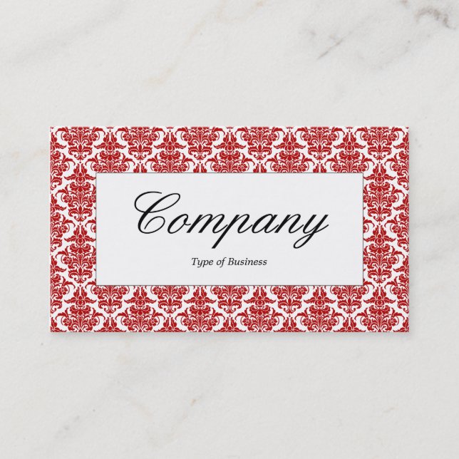 Centre Label - Ruby Damask Business Card (Front)