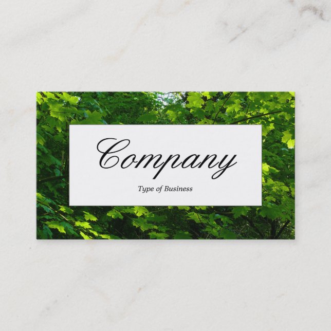 Centre Label - Spring Leaves Business Card (Front)