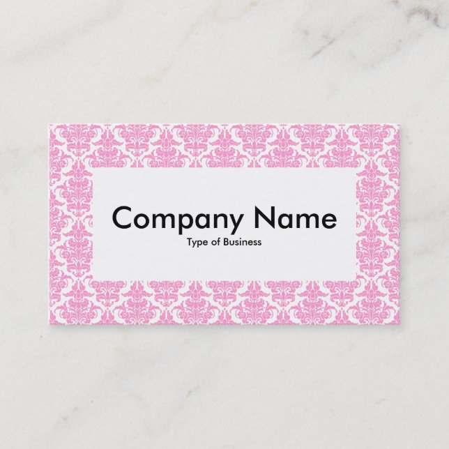 Centre Label v4 - Pink Damask Business Card (Front)