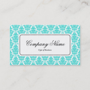 Centre Label v5 - Aqua Damask Business Card