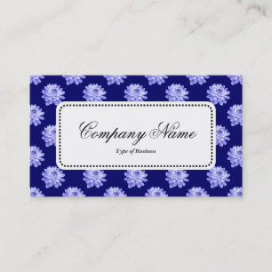 Centre Label v5 - Chrysanthemum Pattern Dp Navy Bl Business Card