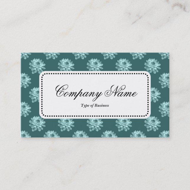 Centre Label v5 - Chrysanthemum Pattern Moss Grn Business Card (Front)